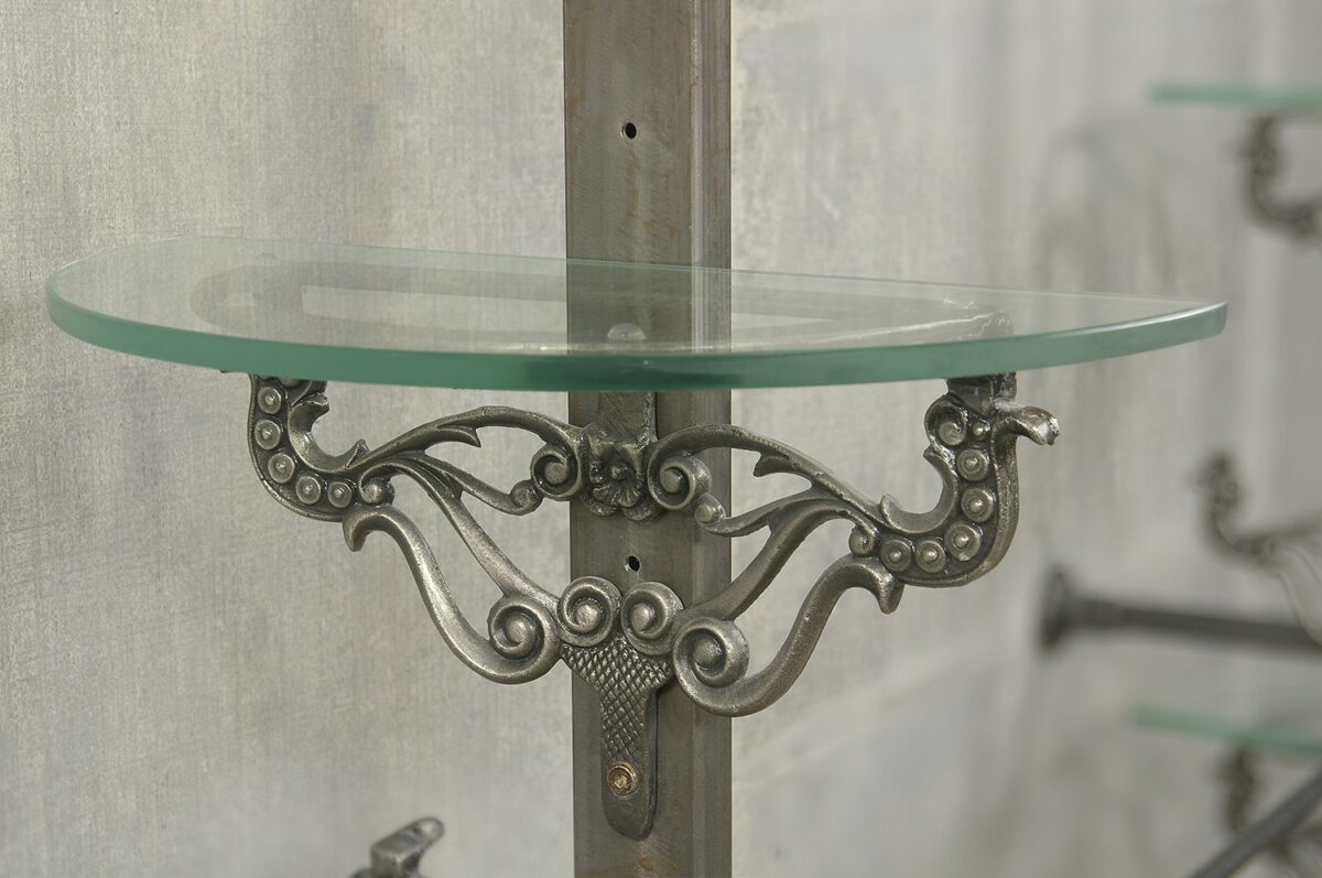 Half Round Glass Shelves & Brackets (Set of 4)